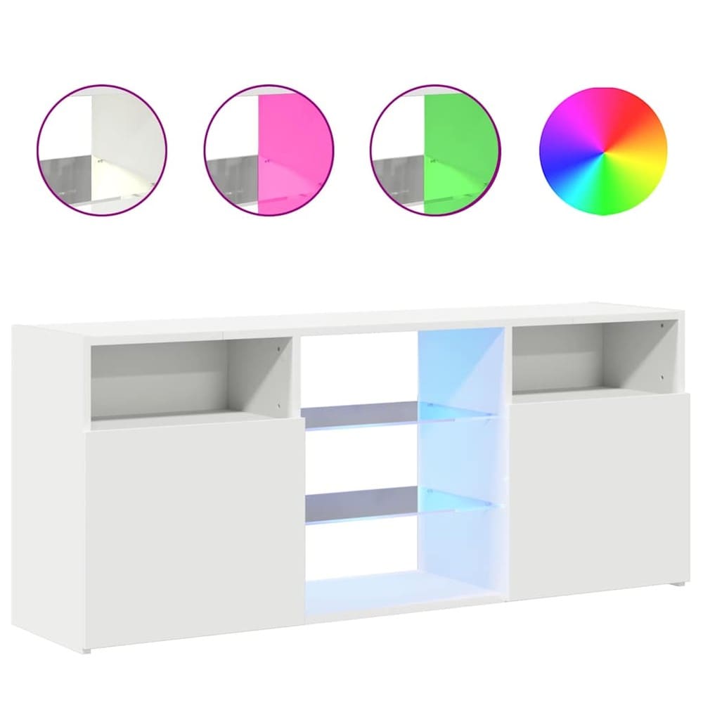 vidaXL TV-taso LED-valaistuksella 120x30x50 cm valkoinen – RGB LED, karkaistu lasi
