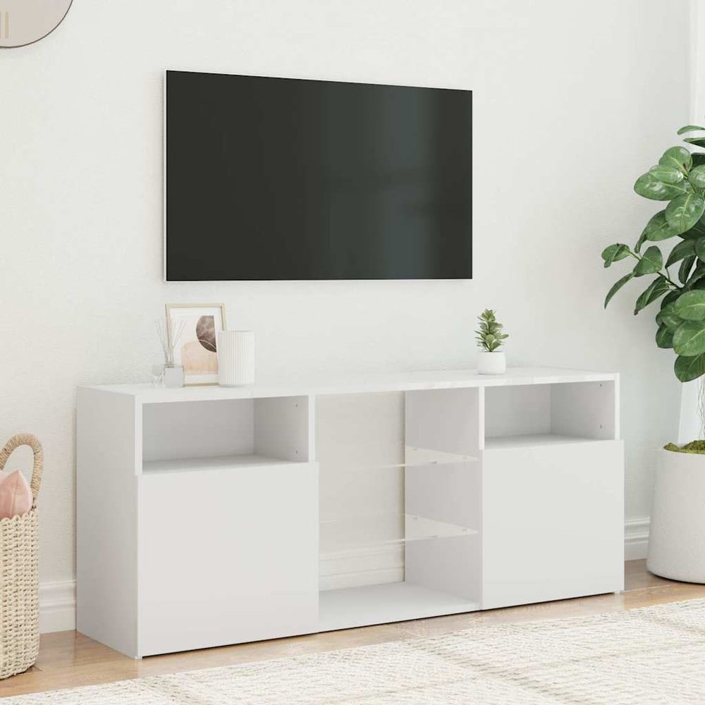 vidaXL TV-taso LED-valaistuksella 120x30x50 cm valkoinen – RGB LED, karkaistu lasi