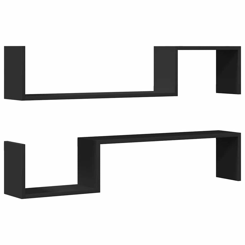 vidaXL Seinähyllyt 2 kpl musta 100x15x20 cm – piilokiinnitys
