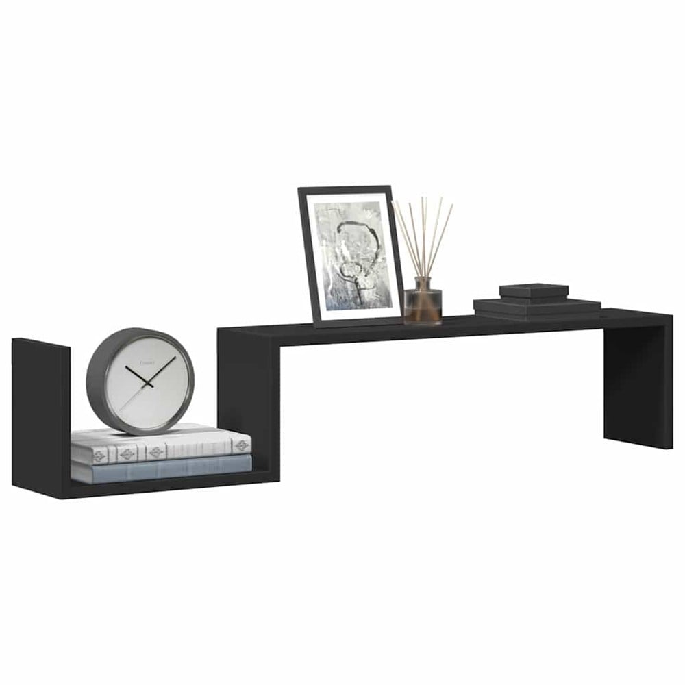 vidaXL Seinähyllyt 2 kpl musta 100x15x20 cm – piilokiinnitys