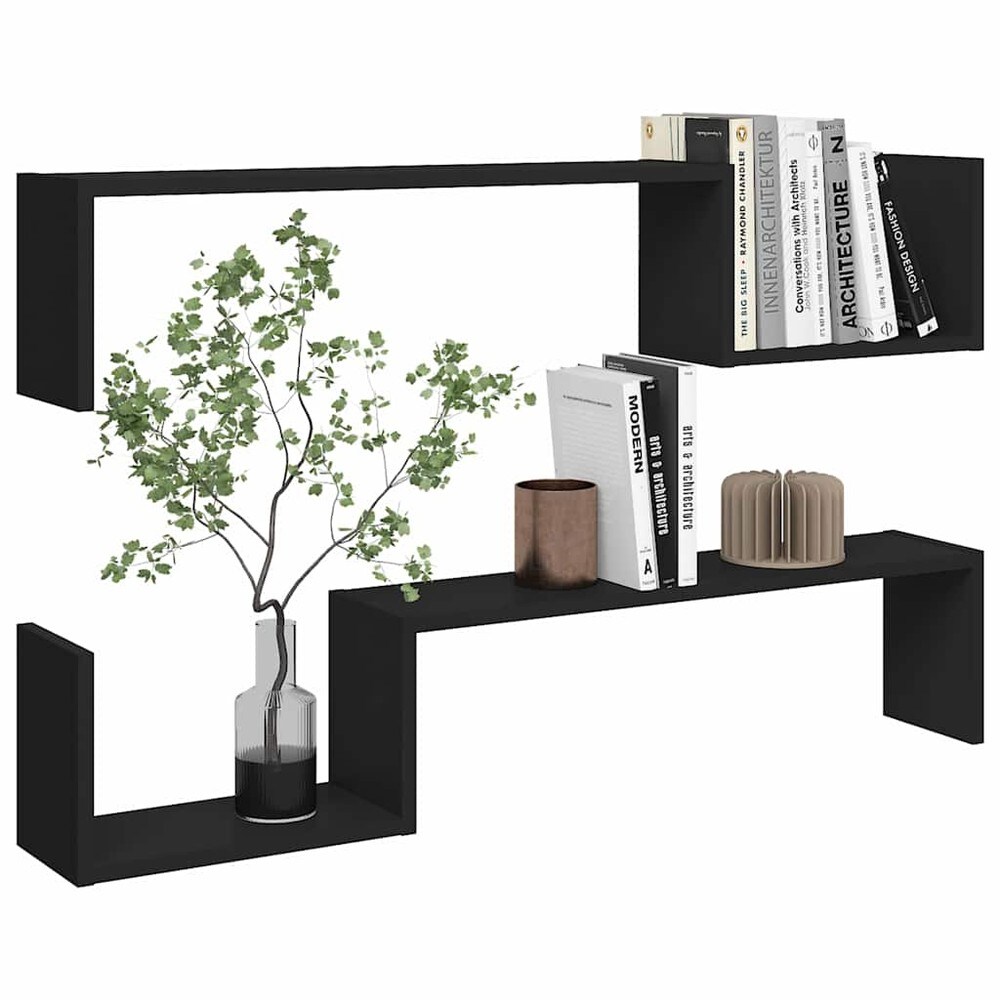 vidaXL Seinähyllyt 2 kpl musta 100x15x20 cm – piilokiinnitys