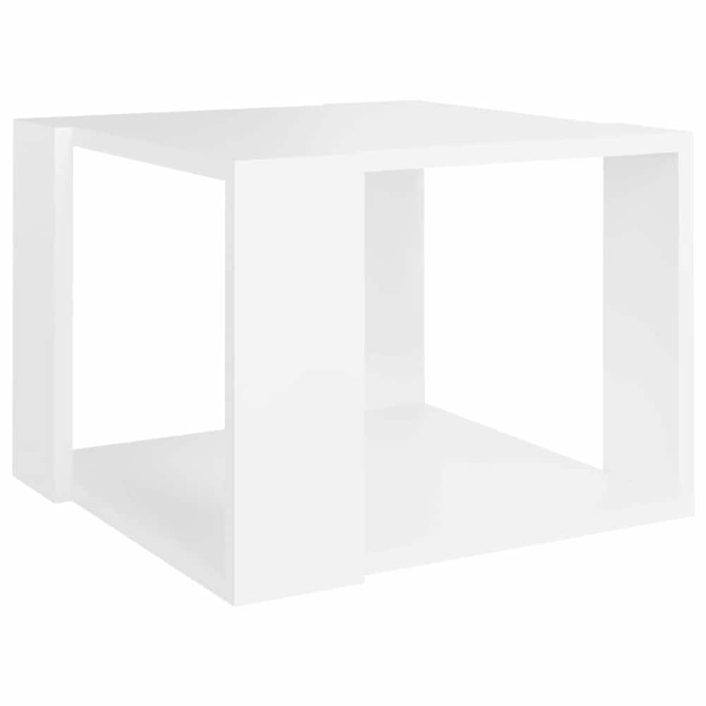 Sohvapöytä 40×40×30 cm / olohuonepöytä avoimella säilytystilalla / pieni sivupöytä – Valkoinen