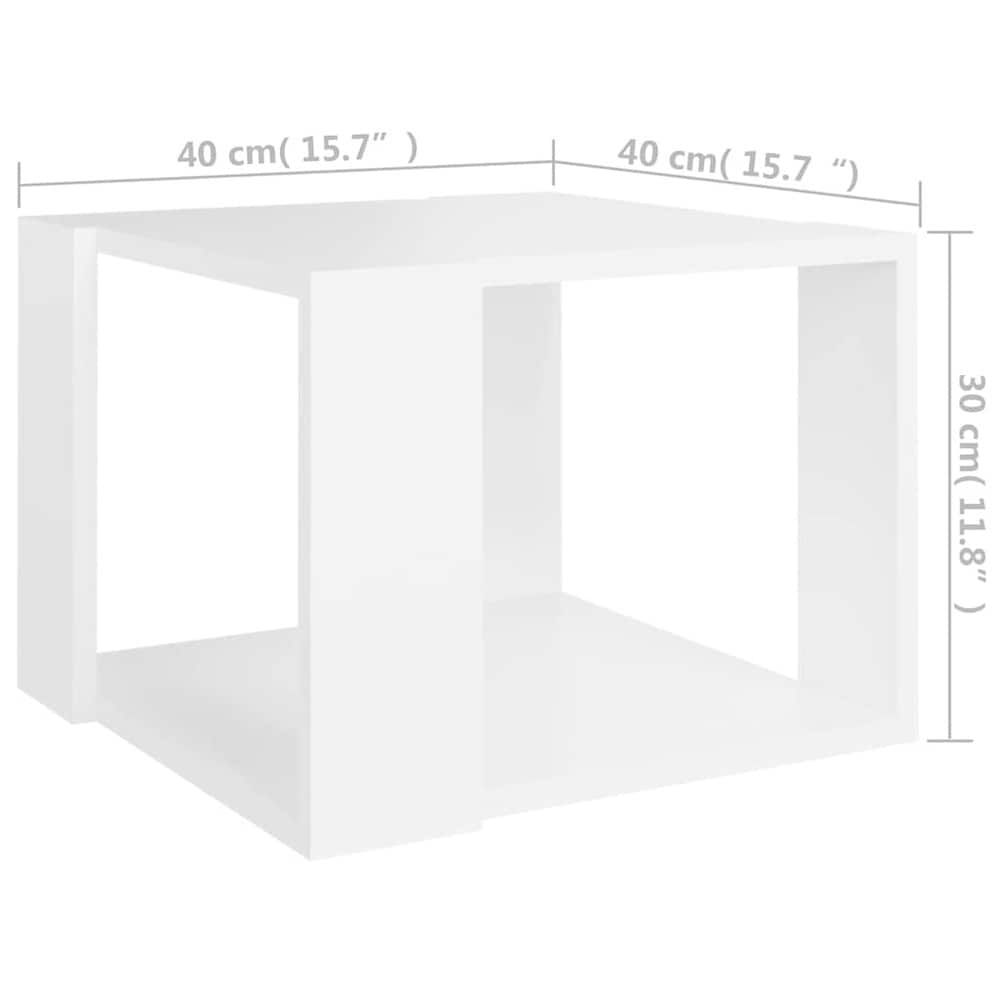 Sohvapöytä 40×40×30 cm / olohuonepöytä avoimella säilytystilalla / pieni sivupöytä – Valkoinen