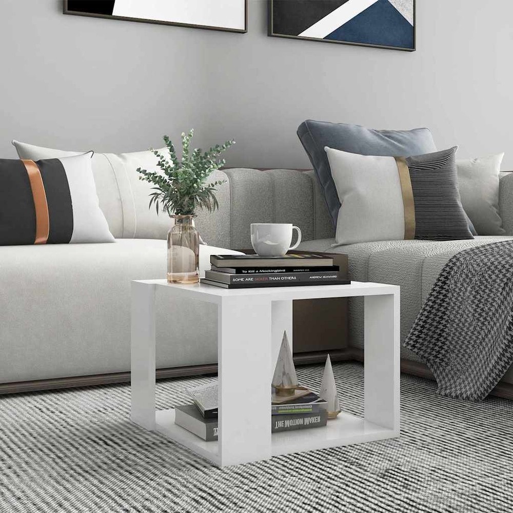 Sohvapöytä 40×40×30 cm / olohuonepöytä avoimella säilytystilalla / pieni sivupöytä – Valkoinen