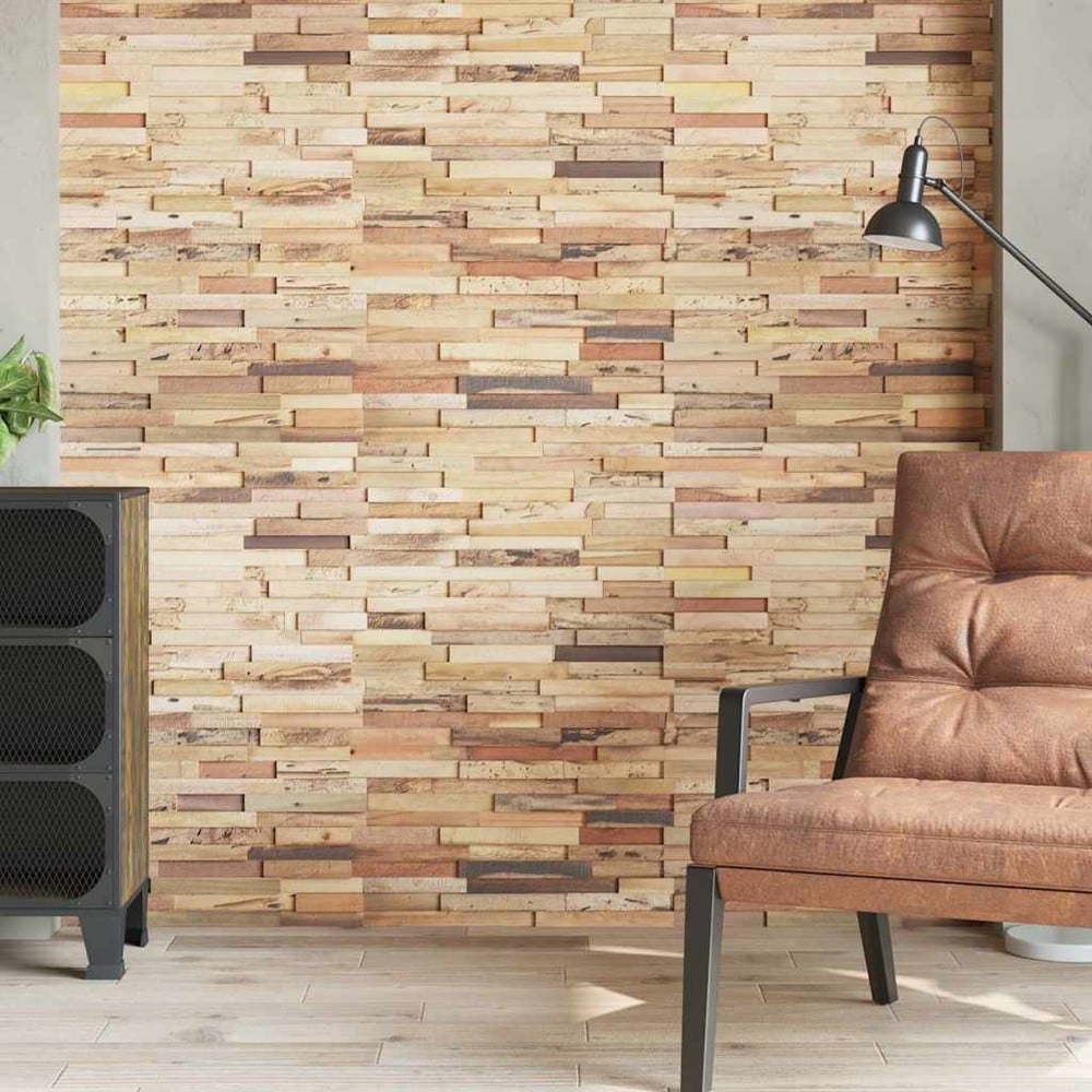 10 kpl seinäpaneeleja 1,03 m² / seinäverhoilu kierrätetystä tiikistä / puukoristepaneelit – Luonnollinen