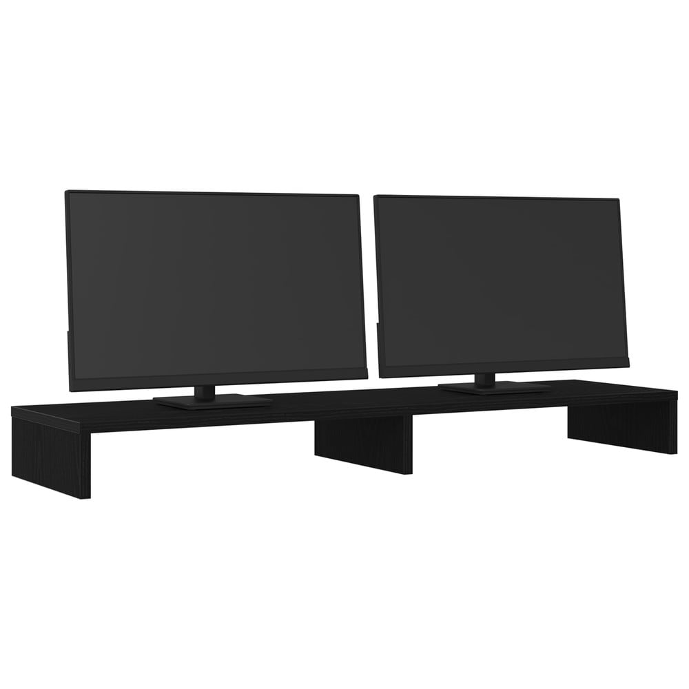Näytönkorotin 100×27×10 cm / monitoriteline 2 näytölle / näyttöteline säilytystilalla – Musta