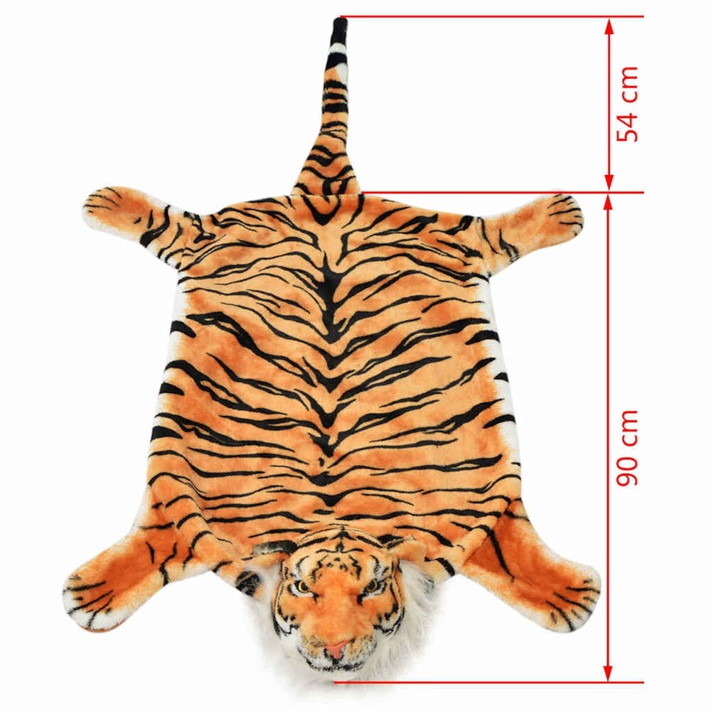 Tiikerimatto 144×78 cm / eläinmatto plyysistä / tiikerinmuotoinen koristematto – Ruskea