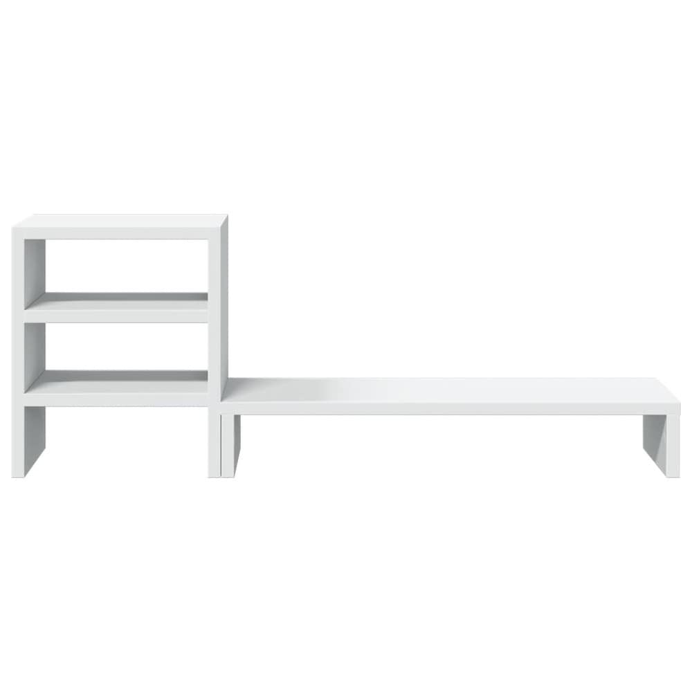 Näytönkorotin 80×20×30 cm / monitoriteline säilytystilalla / näyttöteline hyllyllä – Valkoinen