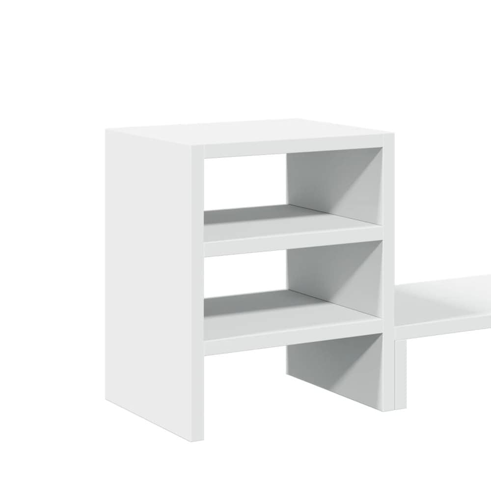 Näytönkorotin 80×20×30 cm / monitoriteline säilytystilalla / näyttöteline hyllyllä – Valkoinen