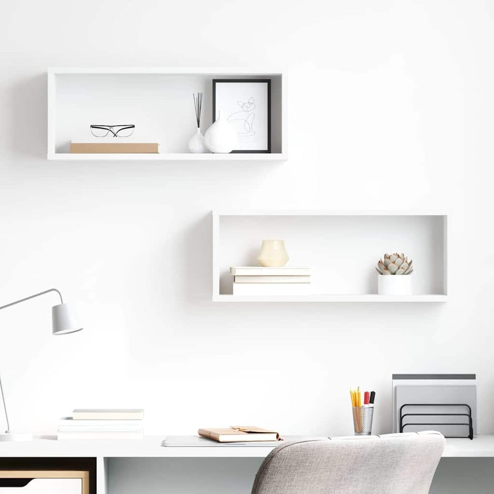 2 kpl seinähyllyjä 60×15×23 cm / kuutionmuotoiset hyllyt piilokiinnityksellä – Valkoinen