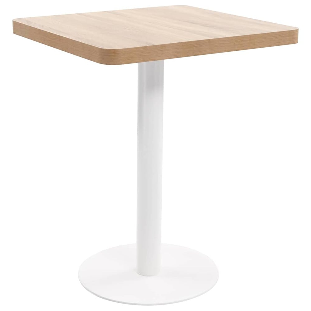 Bistropöytä 60×60×75 cm / kahvilapöytä 2 hengelle / ruokapöytä teräsjalalla – Luonnonväri/valkoinen
