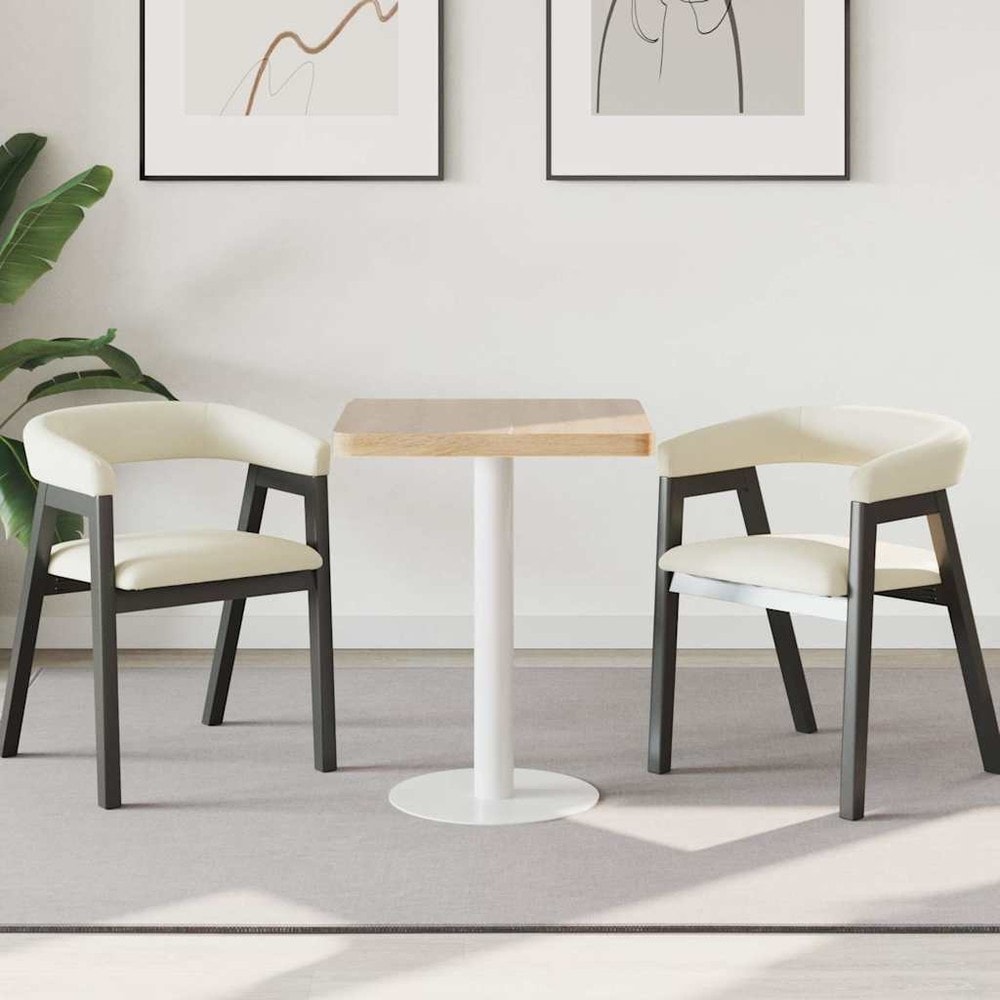 Bistropöytä 60×60×75 cm / kahvilapöytä 2 hengelle / ruokapöytä teräsjalalla – Luonnonväri/valkoinen