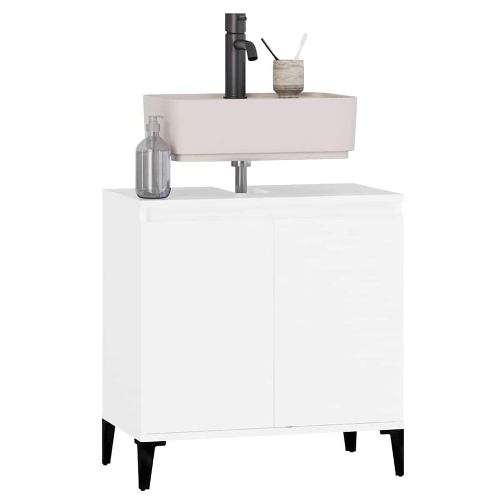 Pesuallaskaappi 58×33×60 cm / kylpyhuonekaappi / kaappi pesualtaalle – Valkoinen