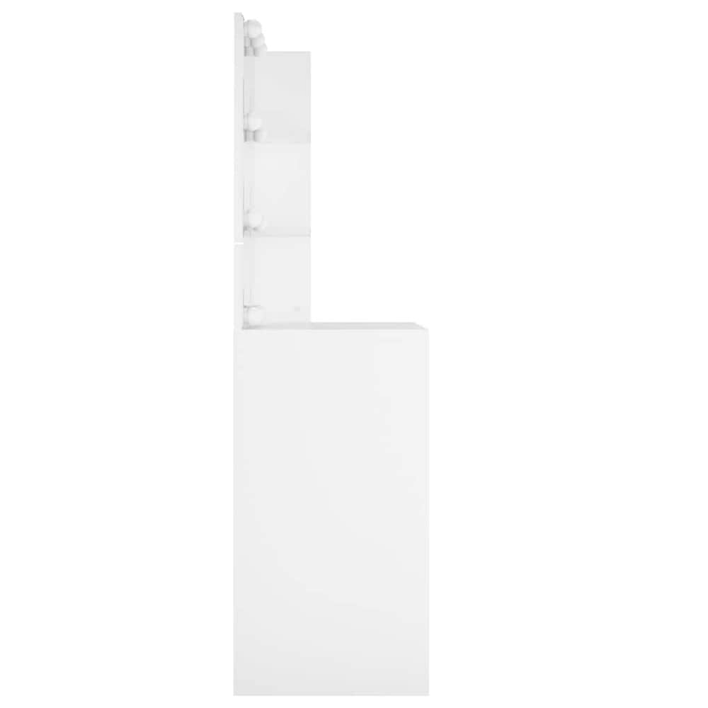 Meikkipöytä 60×40×140 cm / peilipöytä LED-valaistuksella ja säilytystilalla – Valkoinen