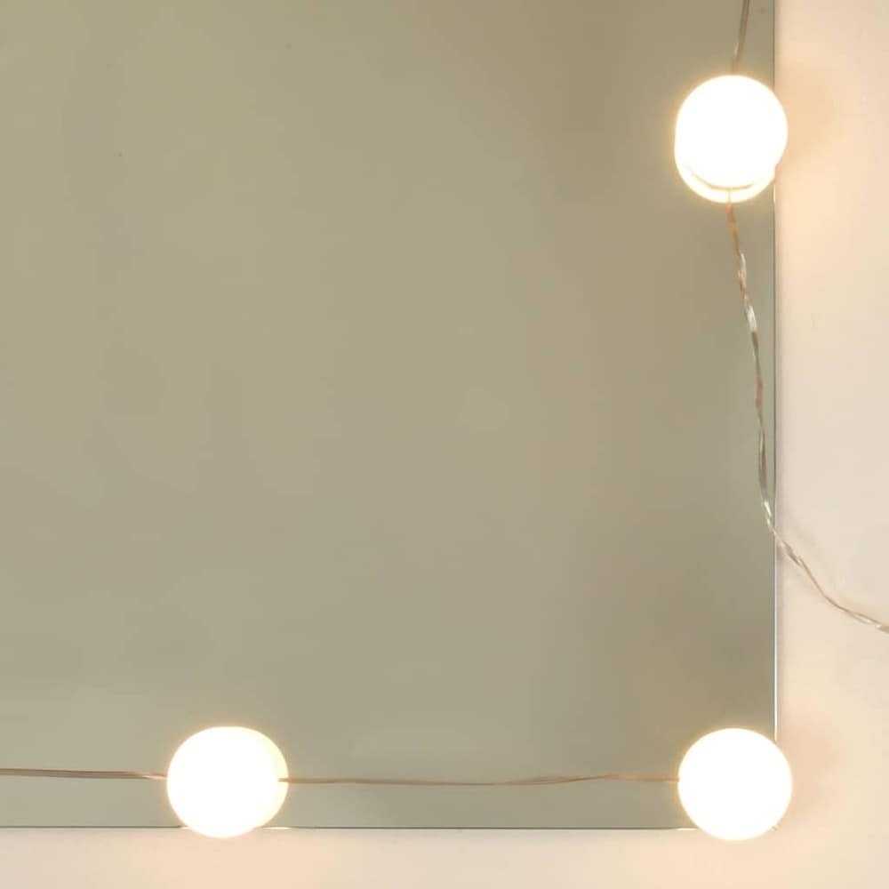Meikkipöytä 60×40×140 cm / peilipöytä LED-valaistuksella ja säilytystilalla – Valkoinen