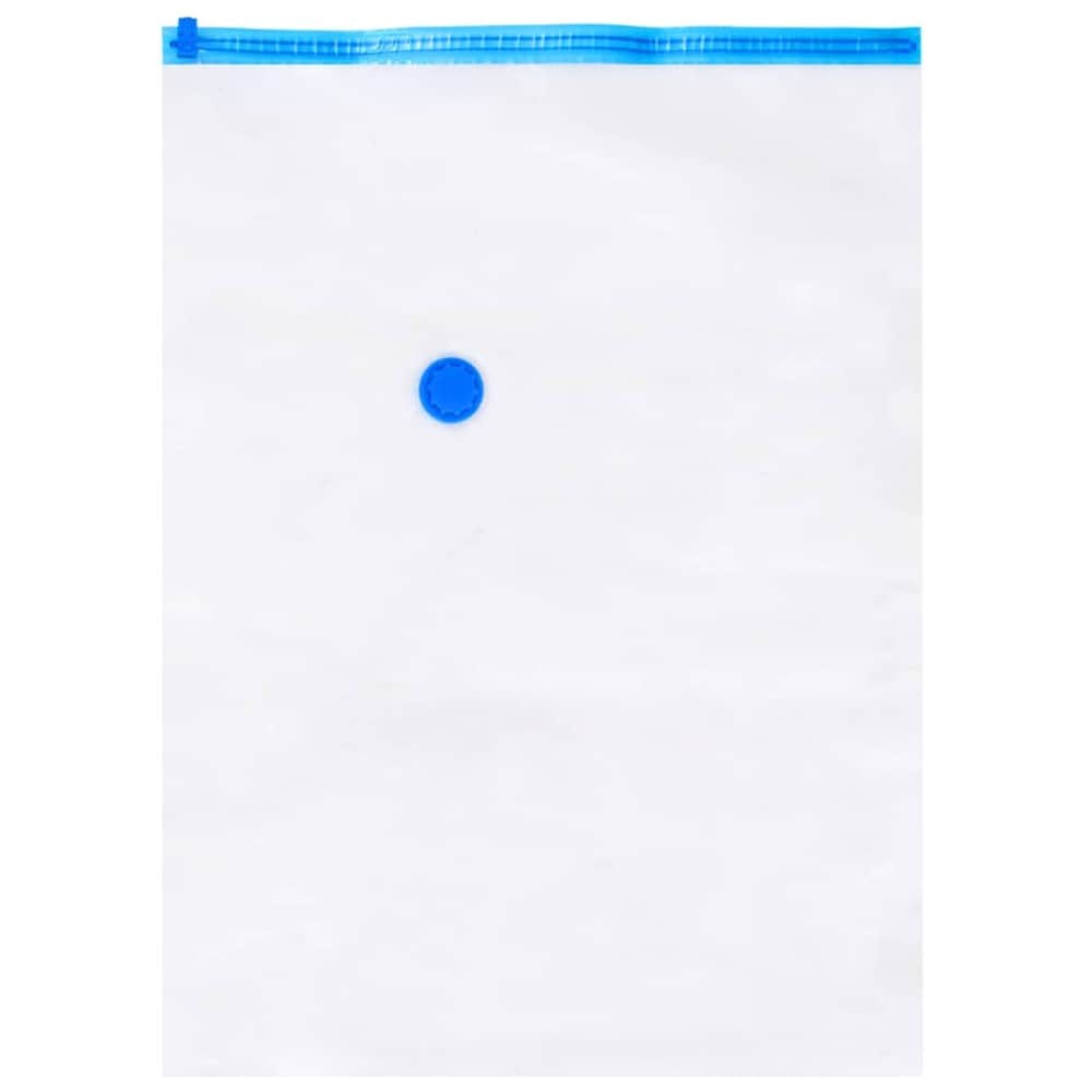 10 kpl tyhjiöpusseja 80×60 cm / tyhjiösäilytys vaatteille ja vuodevaatteille – Läpinäkyvä/sininen