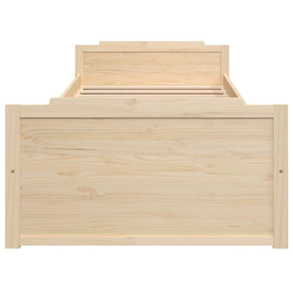 Sängynrunko 90×200 cm / yhden hengen sänky säilytyslaatikoilla / massiivimänty – Luonnonväri