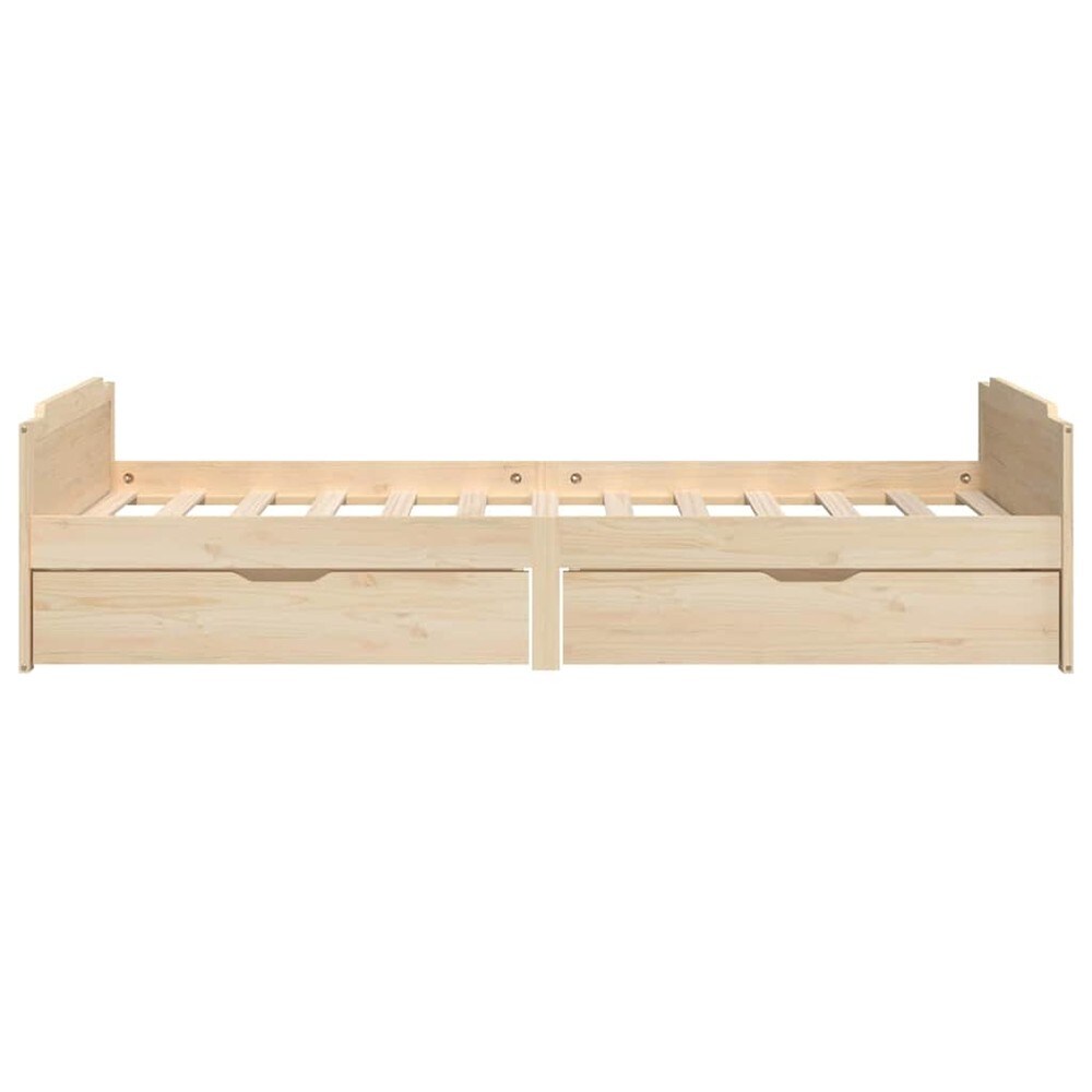 Sängynrunko 90×200 cm / yhden hengen sänky säilytyslaatikoilla / massiivimänty – Luonnonväri