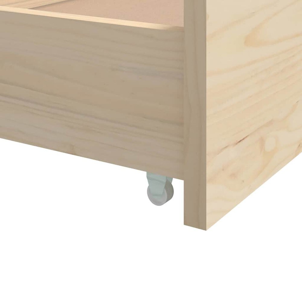 Sängynrunko 90×200 cm / yhden hengen sänky säilytyslaatikoilla / massiivimänty – Luonnonväri