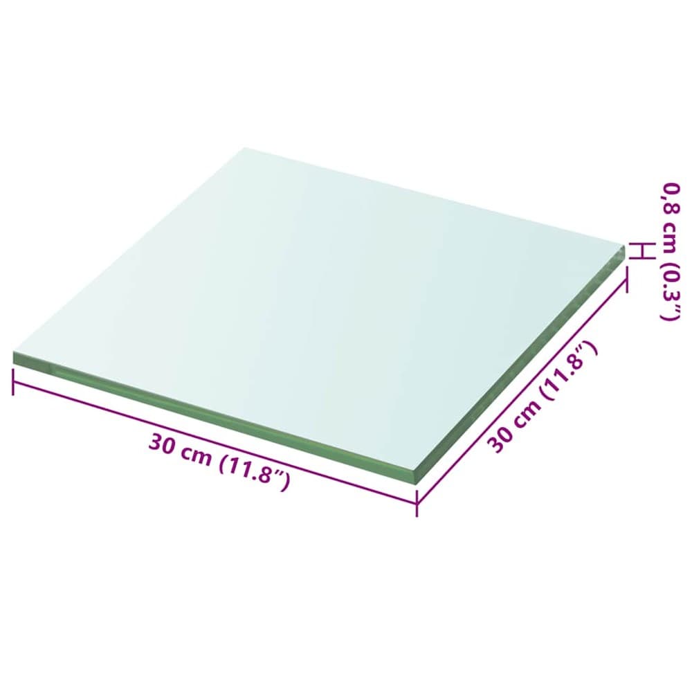 Lasihylly 30×30 cm / hyllylevy karkaistusta lasista / seinähylly – Läpinäkyvä