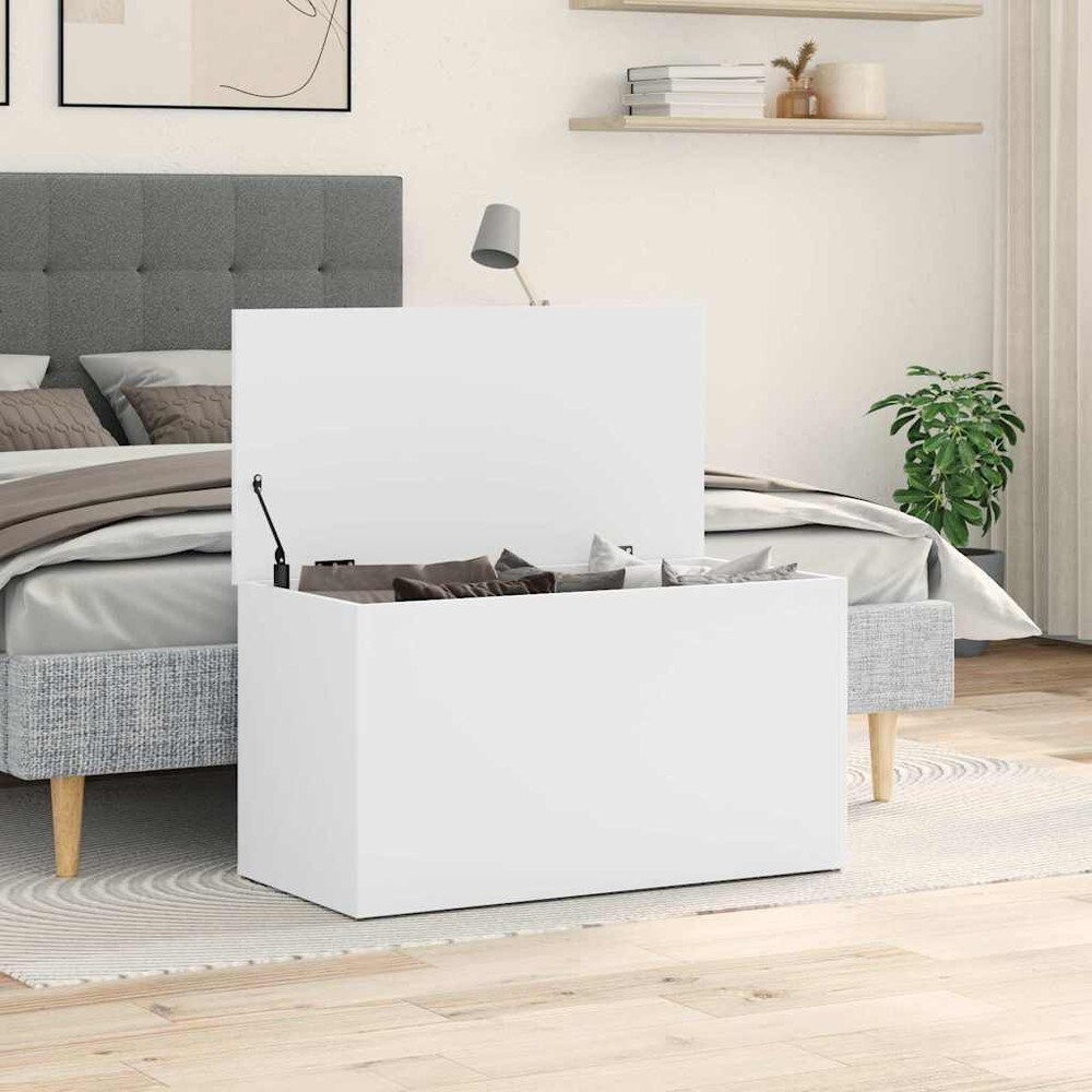 Säilytysarkku 84×42×46 cm / kannellinen säilytysarkku / arkku – Valkoinen