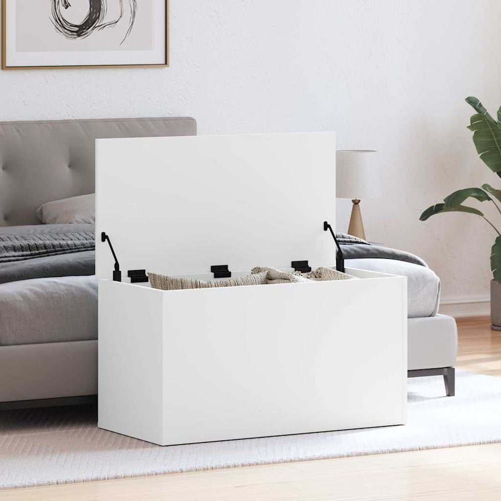 Säilytysarkku 84×42×46 cm / kannellinen säilytysarkku / arkku – Valkoinen