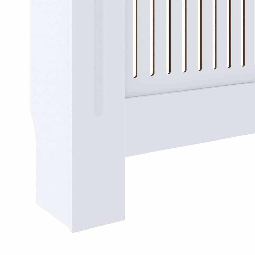 Elementtisuoja 142–205×20,5×81,5 cm / patterisuoja säleillä ja hyllyllä – Valkoinen
