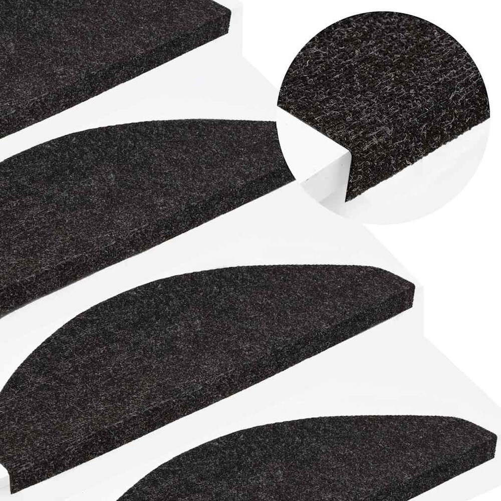 15 kpl porrasmattoja 56×17×3 cm / itseliimautuvat askelmatot neulahuovasta – Musta