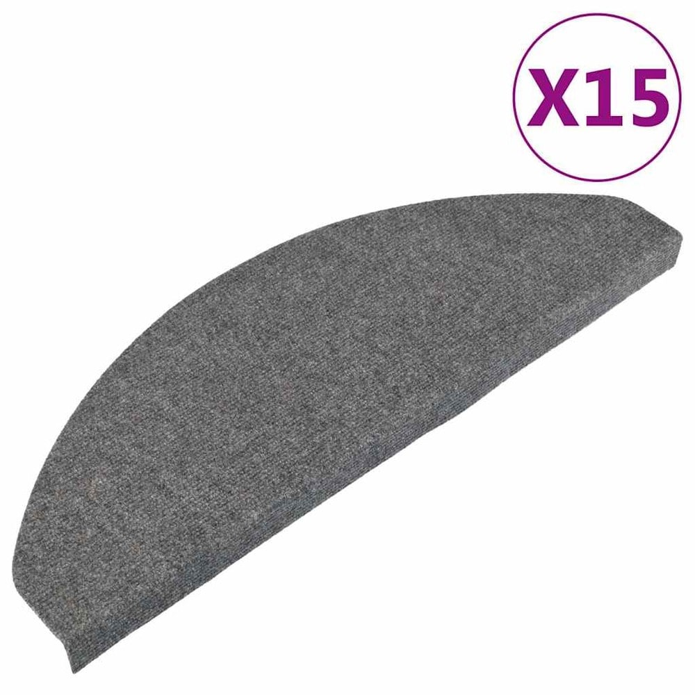 vidaXL Itsekiinnittyvät porrasmatot 15 kpl 65 x 22,5 cm – Harmaa, liukumista ehkäisevät