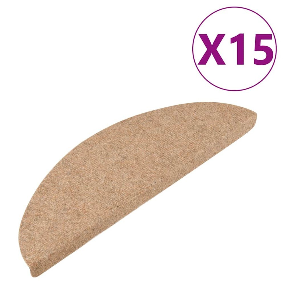 vidaXL Itsekiinnittyvät porrasmatot 15 kpl 56 x 17 cm – Beige, liukumista ehkäisevät
