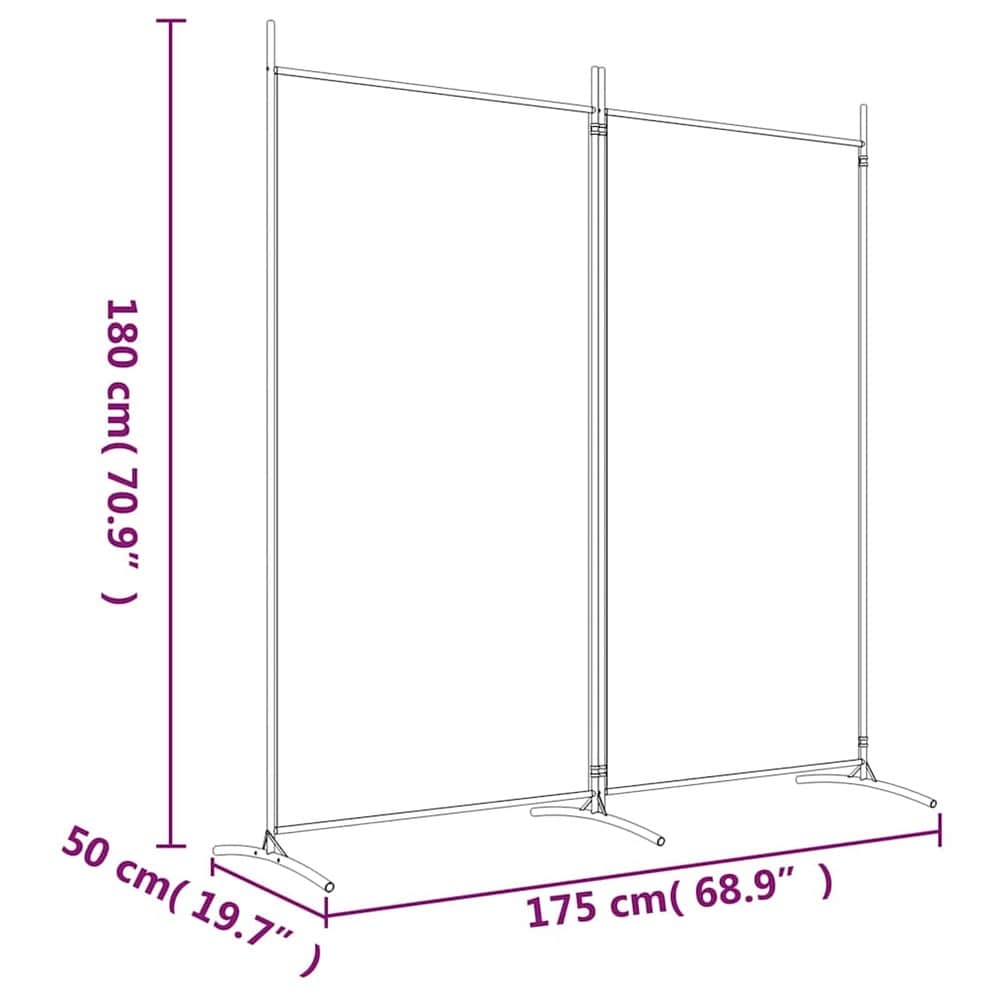 Huoneenjakaja 175×180 cm / taitettava sermi 2 paneelilla / taittoseinä – Musta