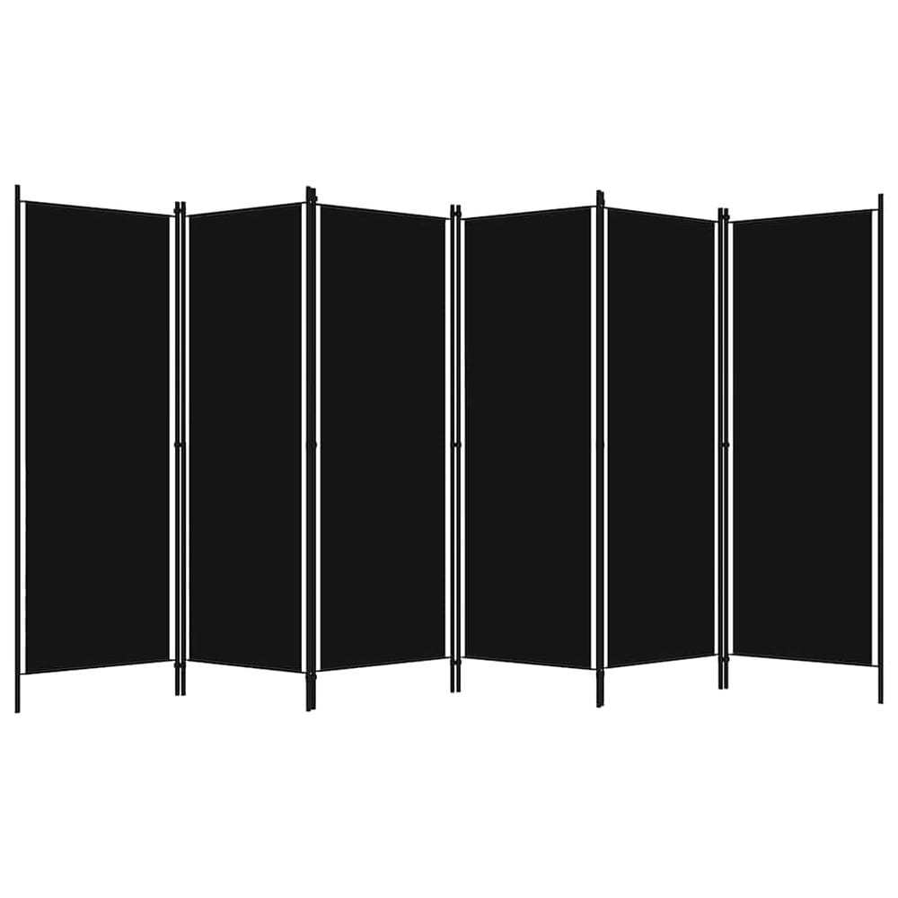 vidaXL Tilanjakaja 6-osainen 300 x 180 cm – Taitettava sermiseinä, musta