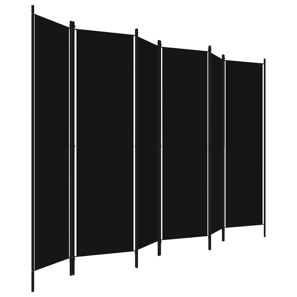 vidaXL Tilanjakaja 6-osainen 300 x 180 cm – Taitettava sermiseinä, musta