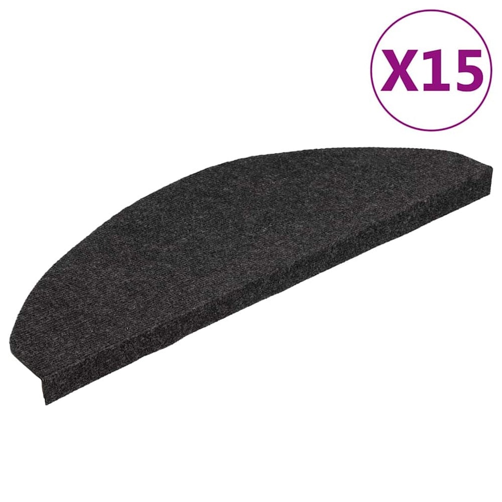 vidaXL Itsekiinnittyvät porrasmatot 15 kpl 65 x 22,5 cm – Liukumista ehkäisevät, musta