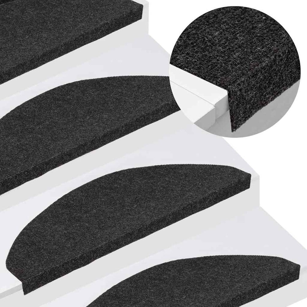 vidaXL Itsekiinnittyvät porrasmatot 15 kpl 65 x 22,5 cm – Liukumista ehkäisevät, musta