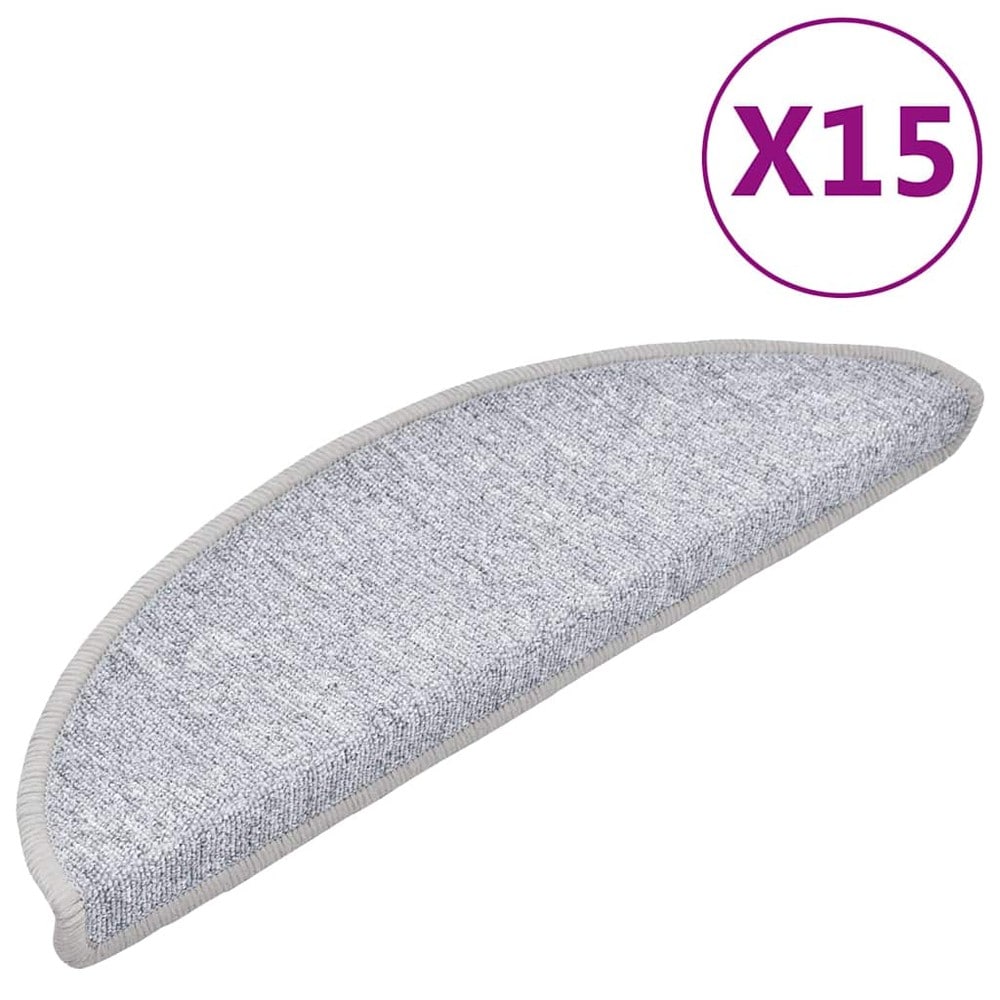 vidaXL Porrasmatot 15 kpl 56 x 17 cm – Puolipyöreät, itsekiinnittyvät, vaaleanharmaa