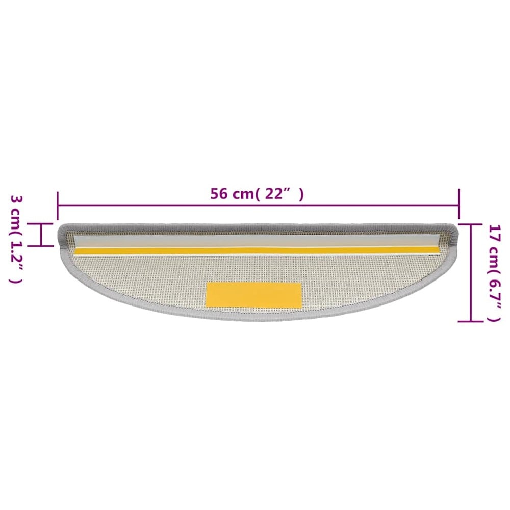 vidaXL Porrasmatot 15 kpl 56 x 17 cm – Puolipyöreät, itsekiinnittyvät, vaaleanharmaa