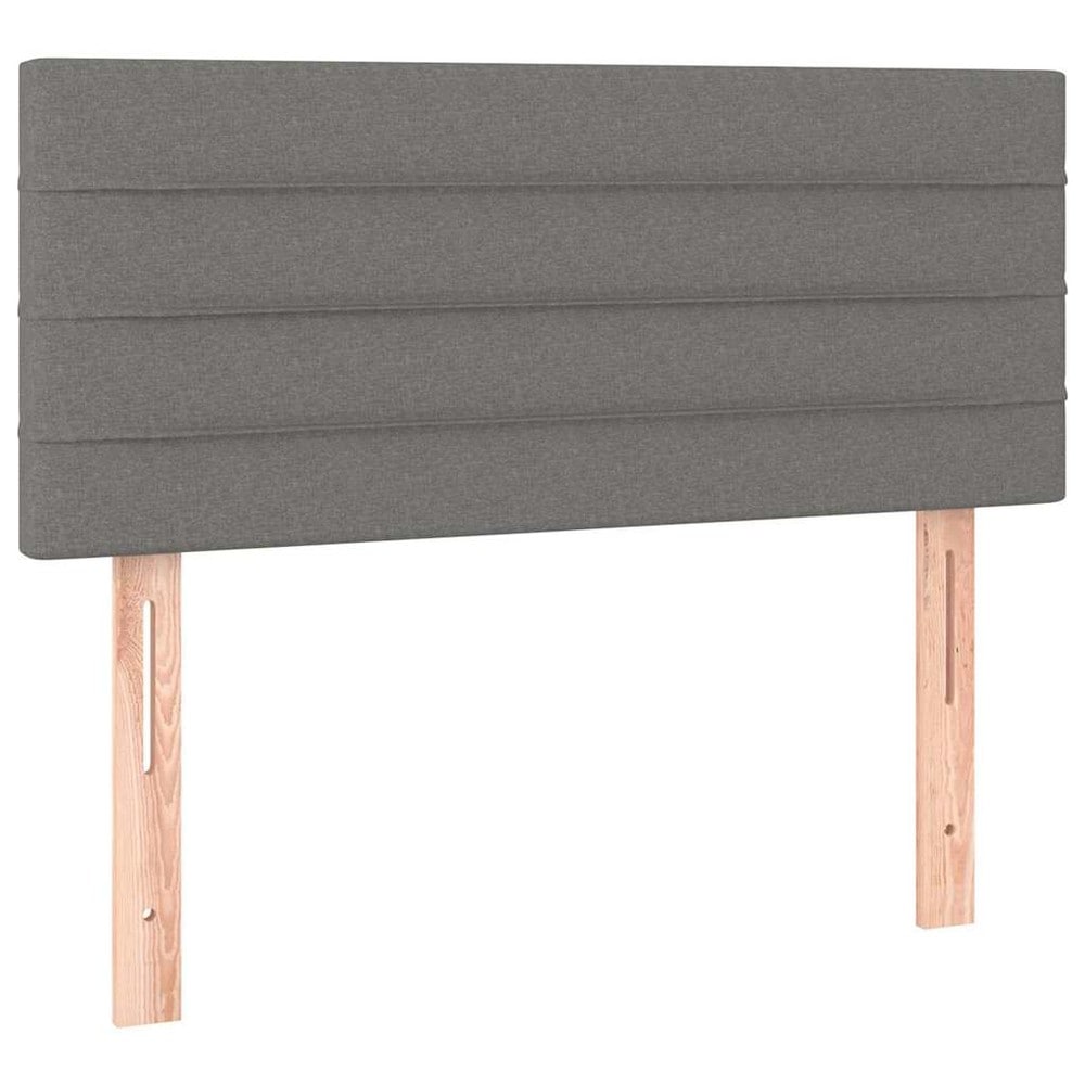 vidaXL Sängynpääty 90 cm – Pehmustettu kangaspääty, säädettävä korkeus 78/88 cm, tummanharmaa