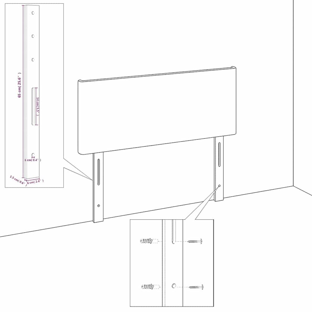 vidaXL Sängynpääty 90 cm – Pehmustettu kangaspääty, säädettävä korkeus 78/88 cm, tummanharmaa