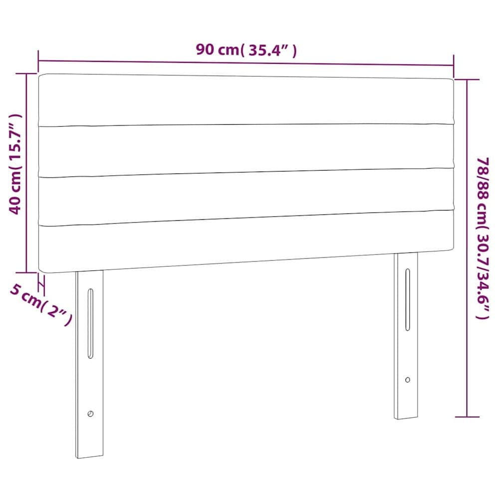 vidaXL Sängynpääty 90 cm – Pehmustettu kangaspääty, säädettävä korkeus 78/88 cm, tummanharmaa