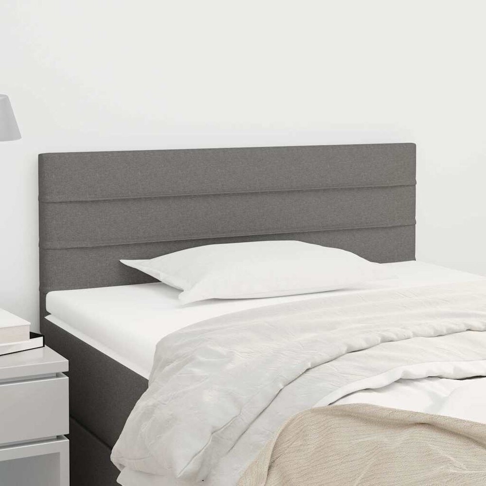 vidaXL Sängynpääty 90 cm – Pehmustettu kangaspääty, säädettävä korkeus 78/88 cm, tummanharmaa