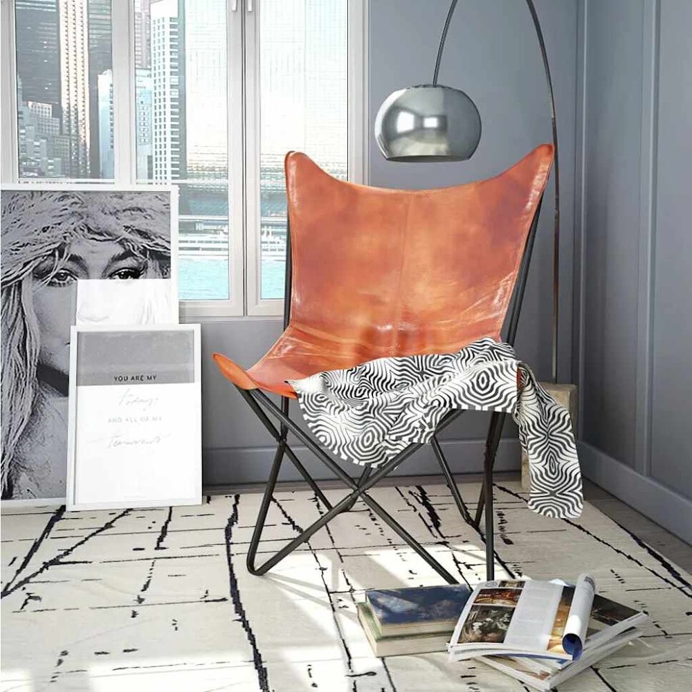 vidaXL Perhostuoli aitoa nahkaa 74 x 66 x 90 cm – Vintage-nojatuoli, ruskea