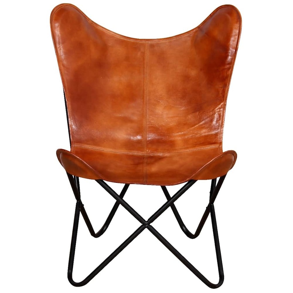 vidaXL Perhostuoli aitoa nahkaa 74 x 66 x 90 cm – Vintage-nojatuoli, ruskea