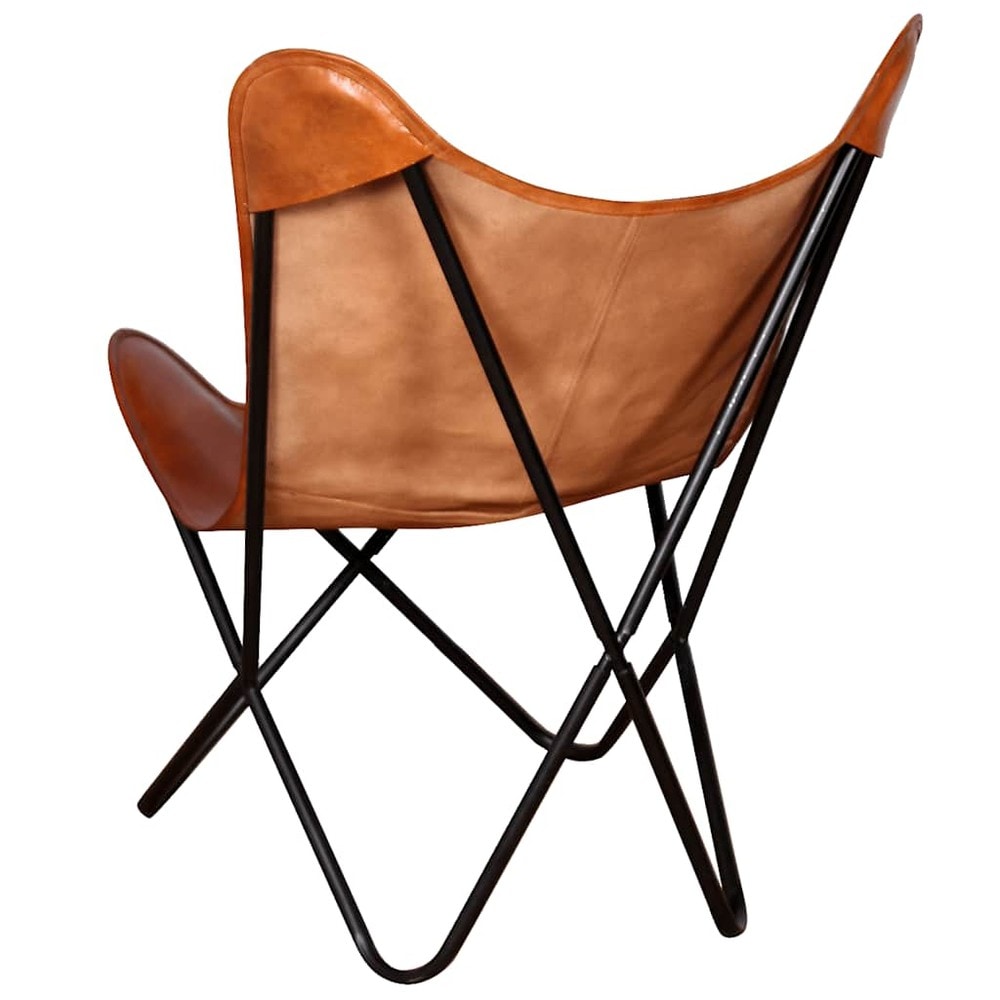 vidaXL Perhostuoli aitoa nahkaa 74 x 66 x 90 cm – Vintage-nojatuoli, ruskea