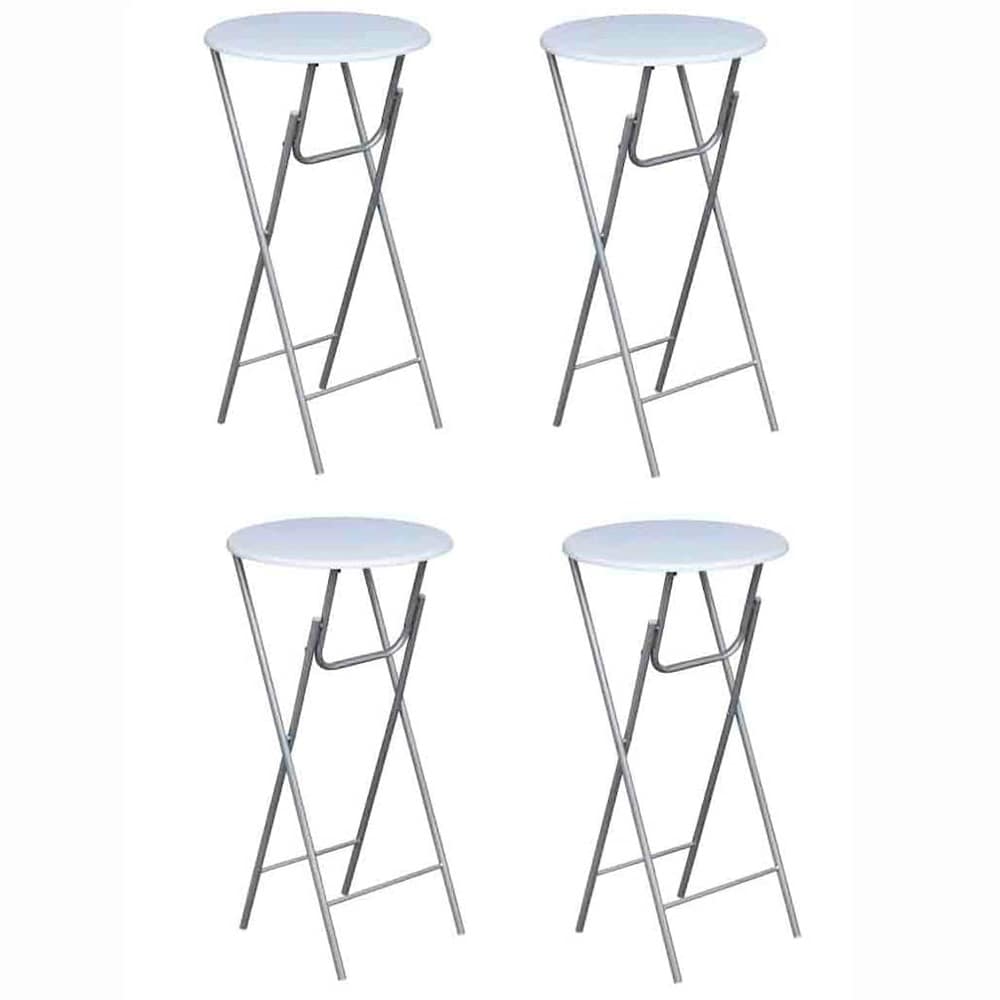 vidaXL Taitettavat baaripöydät 4 kpl 60 x 60 x 112 cm – Valkoinen, MDF ja teräs