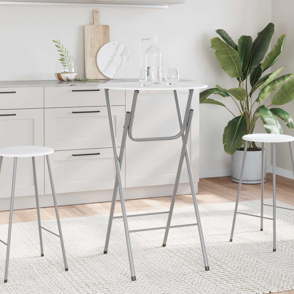 vidaXL Taitettavat baaripöydät 4 kpl 60 x 60 x 112 cm – Valkoinen, MDF ja teräs