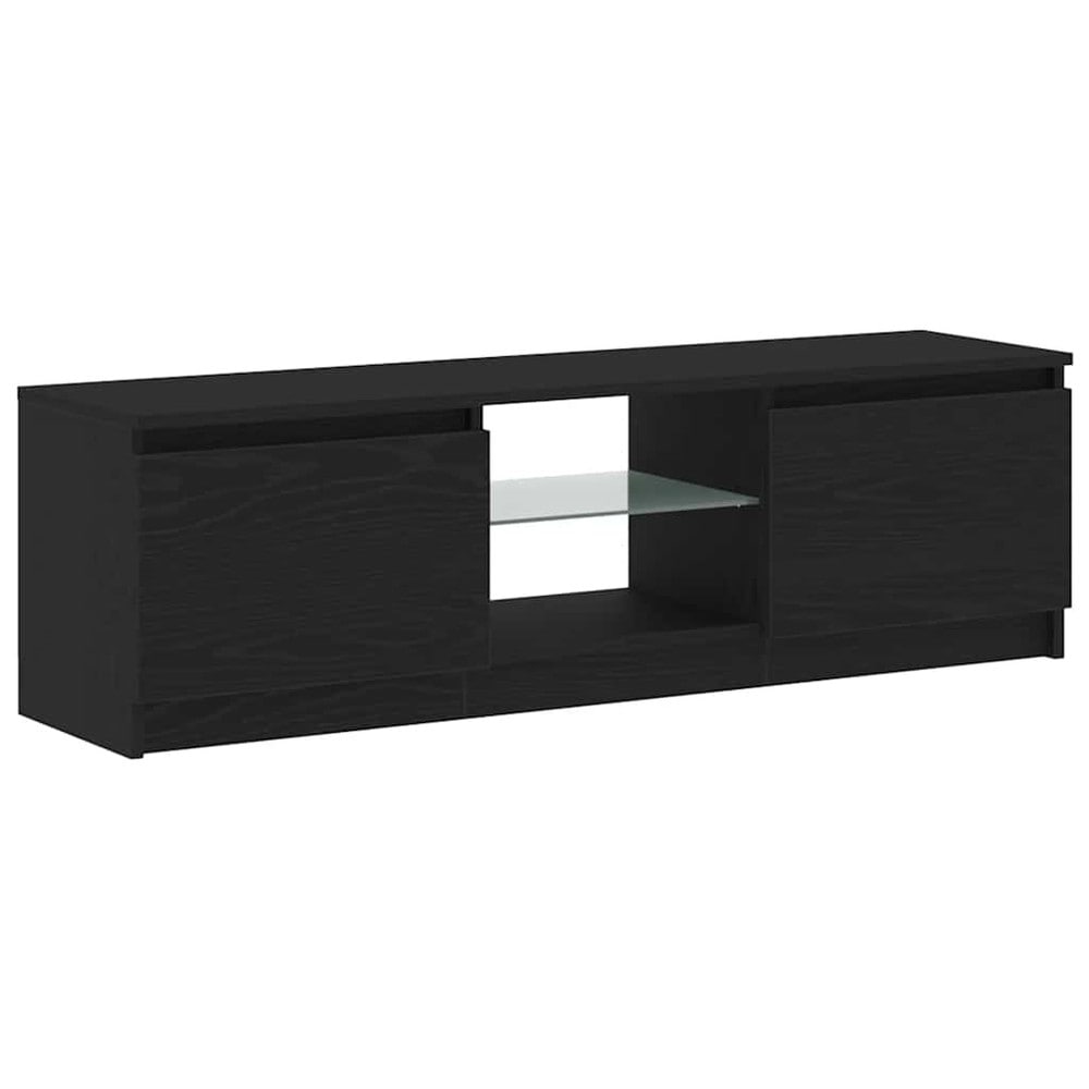 vidaXL TV-taso LED-valaistuksella 120 x 30 x 36 cm – 2 ovea, 2 hyllyä, musta tammi