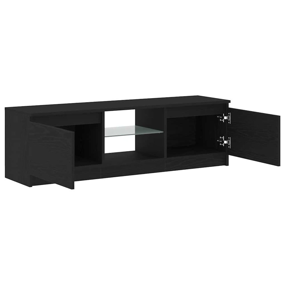 vidaXL TV-taso LED-valaistuksella 120 x 30 x 36 cm – 2 ovea, 2 hyllyä, musta tammi