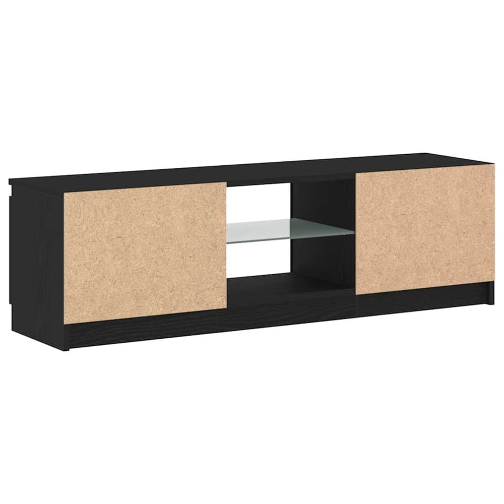 vidaXL TV-taso LED-valaistuksella 120 x 30 x 36 cm – 2 ovea, 2 hyllyä, musta tammi