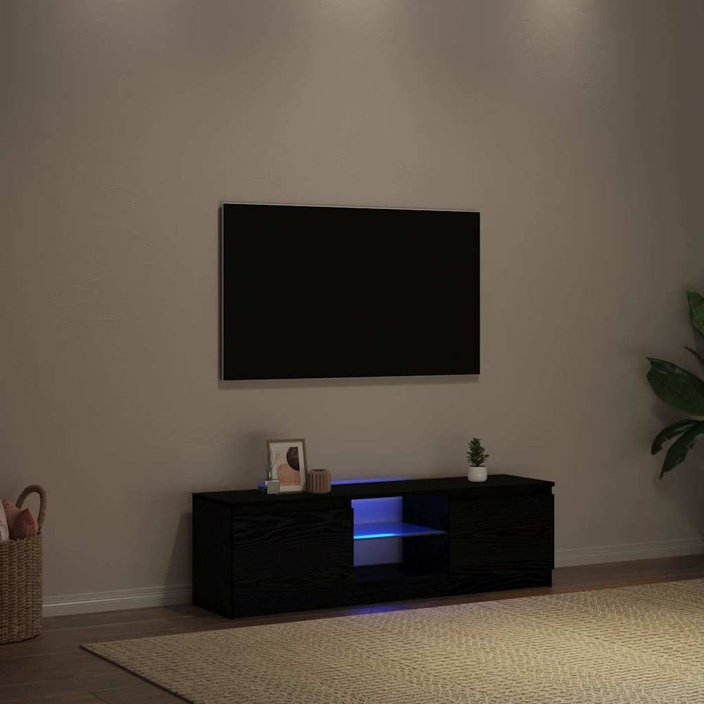 TV-taso 120×30×36 cm / mediataso RGB-LED-valaistuksella ja säilytystilalla – Musta